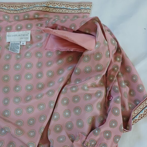 Vintage Schrader Shirt Dress Petite Midi Pleated 80s A line Secretary Size 8P - Picture 9 of 13